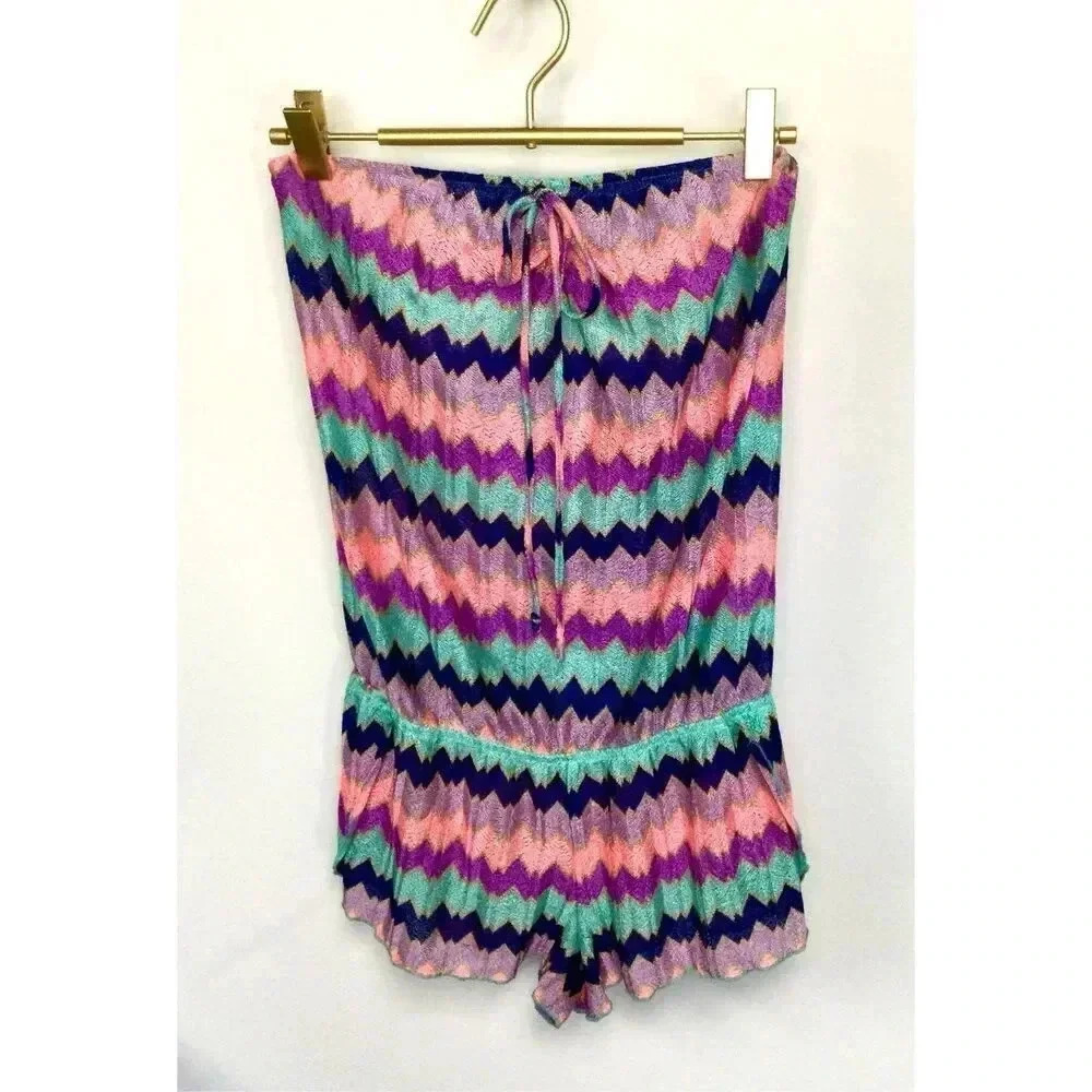 Victoria's Secret Womens Multicolor Chevron‎ Romper Swim Cover Up Size S/P